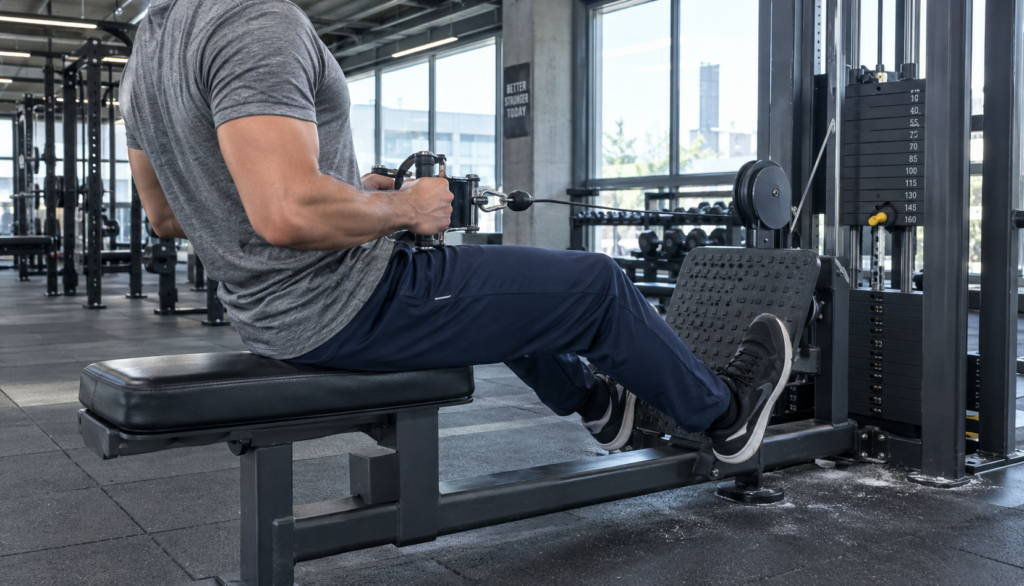 Lifter performing a cable row at the gym